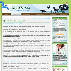 Comité Scientifique Pro Anima - Sciences, Enjeux, Santé - Nos objectifs