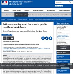 Articles scientifiques et documents publiés relatifs au Nutri-Score / Ministère des solidarités et de la Santé, avril 2019