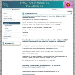 Réseau des Scientifiques Evangéliques - Enregistrements