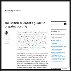 The selfish scientist’s guide to preprint posting – nikokriegeskorte