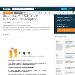 Peter Gloor, Research Scientist, MIT 03-19-09 Interview Transcription