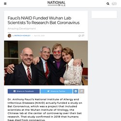 Fauci's NIAID Funded Wuhan Lab Scientists To Research Bat Coronavirus - National File