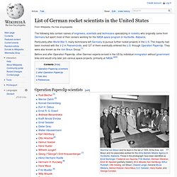 List of German rocket scientists in the United States
