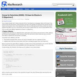 Cocoa for Scientists (XXXIII): 10 Uses for Blocks in C/Objective-C