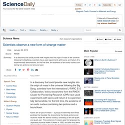 Scientists observe a new form of strange matter