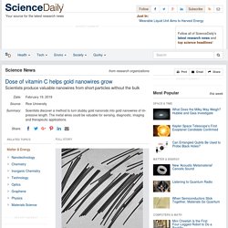 Dose of vitamin C helps gold nanowires grow: Scientists produce valuable nanowires from short particles without the bulk