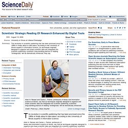 Scientists&#039; Strategic Reading Of Research Enhanced By Digital Tools