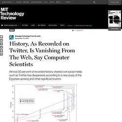 History, As Recorded on Twitter, Is Vanishing From The Web, Say Computer Scientists