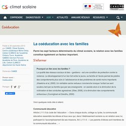 Climat scolaire - La coéducation avec les familles