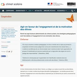 Climat scolaire - Agir en faveur de l’engagement et de la motivation des élèves