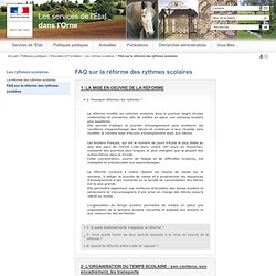 FAQ sur la réforme des rythmes scolaires - Internet départemental de l’État dans l’Orne
