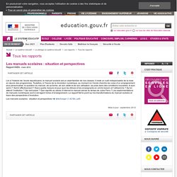 2012 - Les manuels scolaires : situation et perspectives