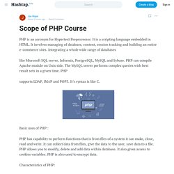 Scope of PHP Course — Joe Hope on Hashtap