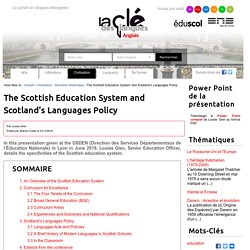 The Scottish Education System and Scotland’s Languages Policy