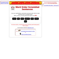 Word Order Scrambled Sentences - a free online English Language Arts Grammar Game for Fourth Grade