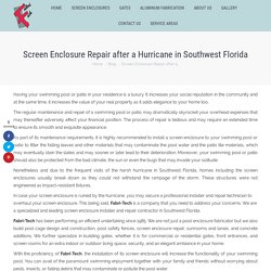 Screen Enclosure Repair after a Hurricane in SWFL