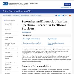 Screening and Diagnosis of Autism Spectrum Disorder for Healthcare Providers