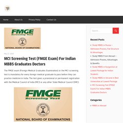 MCI Screening Test (FMGE Exam) For Indian MBBS Graduates Doctors