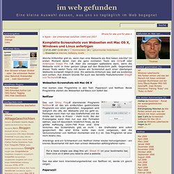 Komplette Screenshots von Webseiten mit Mac OS X, Windows und Linux anfertigen bei im web gefunden