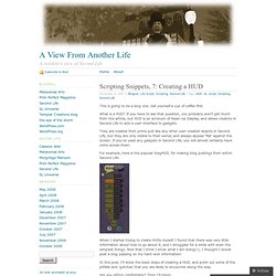 Scripting Snippets, 7: Creating a HUD « A View From Another Life