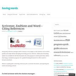 Scrivener, EndNote and Word – Citing References