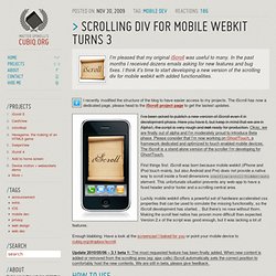 Scrolling div for mobile webkit turns 3
