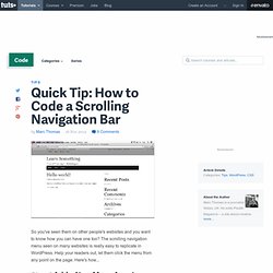 Quick Tip: How to Code a Scrolling Navigation Bar