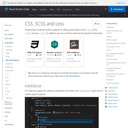 CSS, SCSS, and Less support in Visual Studio Code