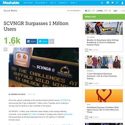 SCVNGR Surpasses 1 Million Users