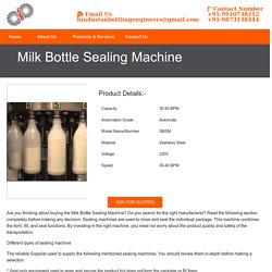 Milk Bottle Sealing Machine Manufacturer Supplier India