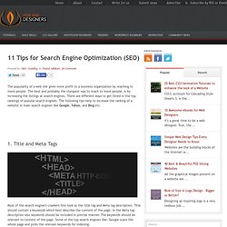 11 Tips for Search Engine Optimization (SEO)
