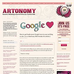 Search Engine Optimization SEO & Google for Art Blogs & Sites