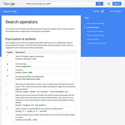 Search operators - Web Search Help