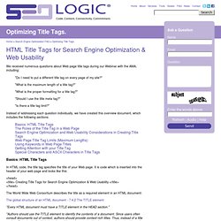 HTML Title Tags for Search Engine Optimization & Web Usability