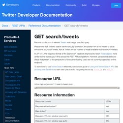 GET search/tweets — Twitter Developers