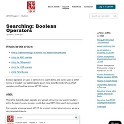 Searching: Boolean Operators – JSTOR Support