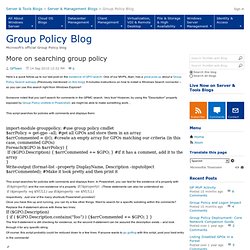 More on searching group policy - Group Policy Team Blog