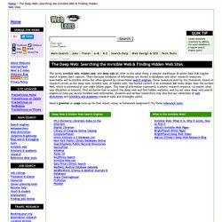 The Deep Web: Searching the Invisible Web & Finding Hidden Web Sites: WebLens search portal