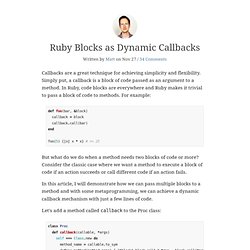 Ruby Blocks as Dynamic Callbacks