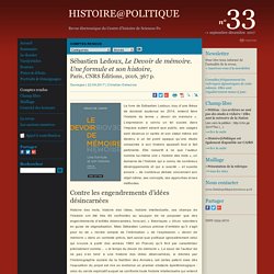 Sébastien Ledoux, Le Devoir de mémoire. Une formule et son histoire,