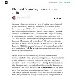 Status of Secondary Education in India - Vaibhav Tripathi - Medium