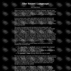 Secret Language: Cryptography & Secret Codes