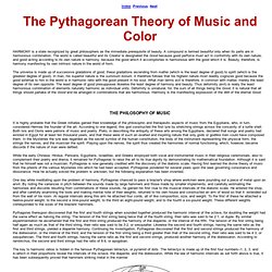 Secret Teachings of All Ages: The Pythagorean Theory of Music and Color
