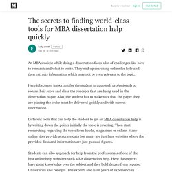 The secrets to finding world-class tools for MBA dissertation help quickly