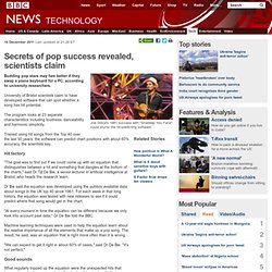 Secrets of pop success revealed, scientists claim