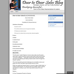 Door to Door Sales B.A.C.K.B.O.N.E. « Door to Door Sales Secrets & Strategies Revealed