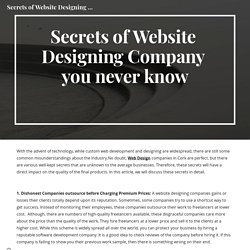 Secrets of Website Designing Company you never know