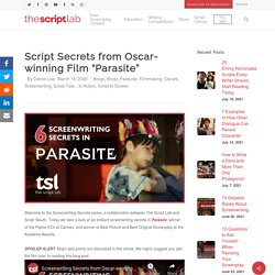 Script Secrets from Oscar-winning Film "Parasite"