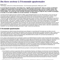 Du tiers secteur à l'économie quaternaire