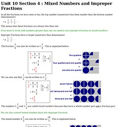 Unit 10 Section 4 : Mixed Numbers and Improper Fractions